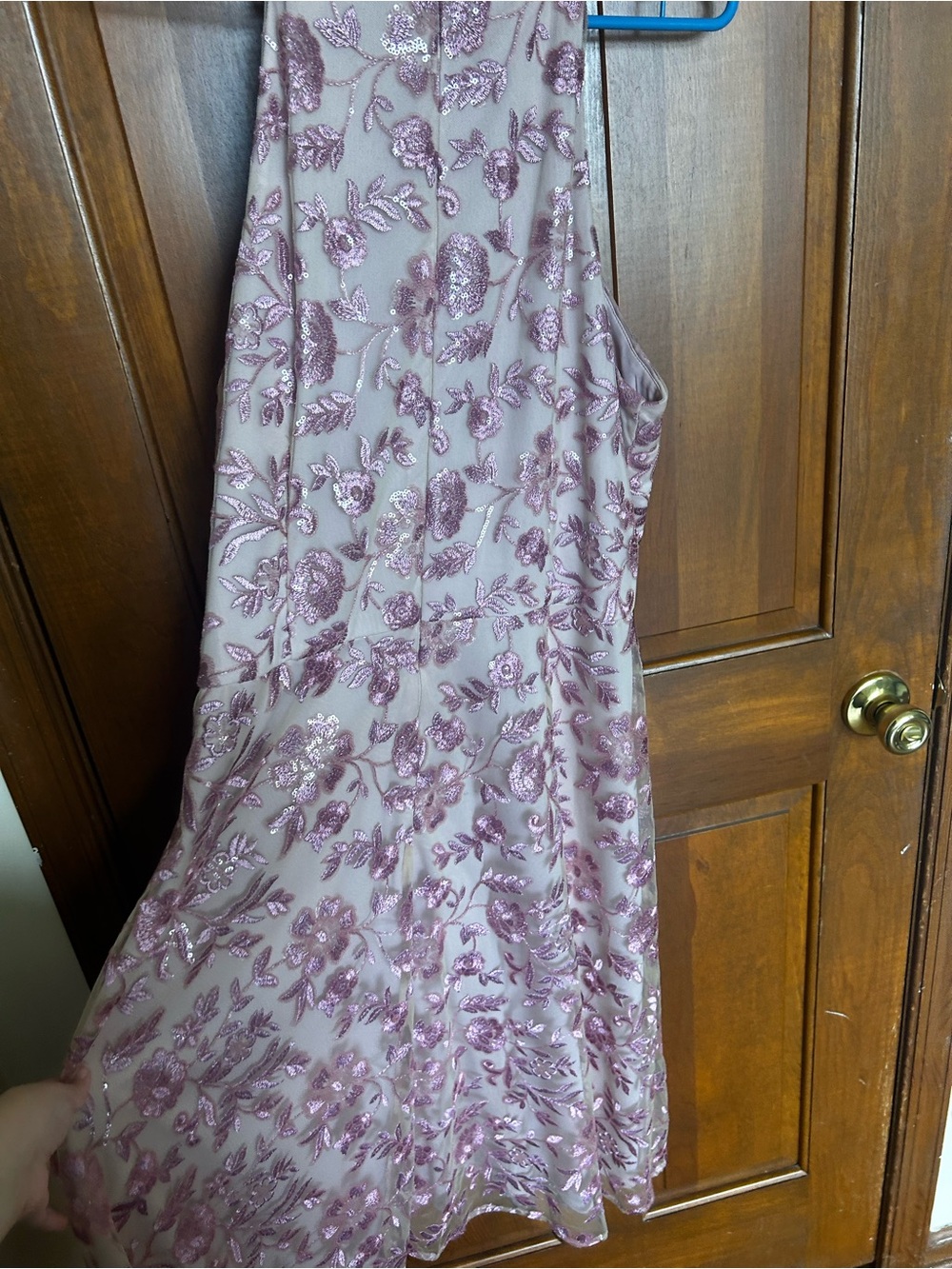 JS Collections One-Shoulder Pink Floral Embroidered Gown - Picture 6 of 6